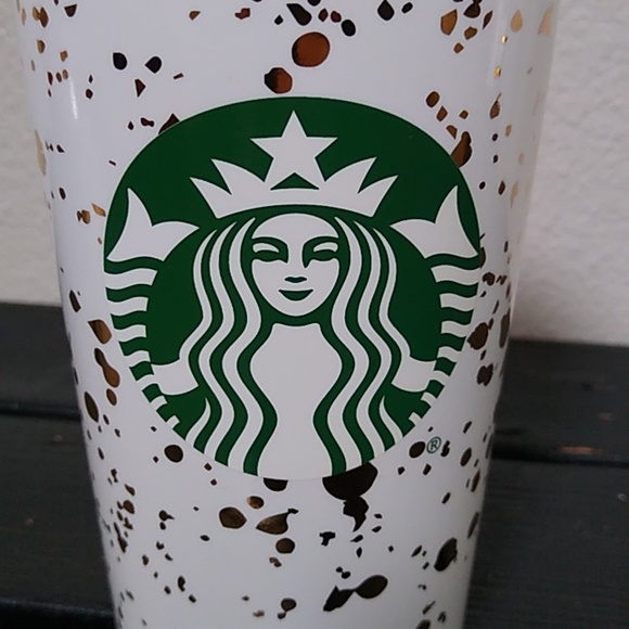 Starbucks Gold Flecked White Holiday Ceramic Tumbler 12 oz 2019 Collection - Picture 3 of 6